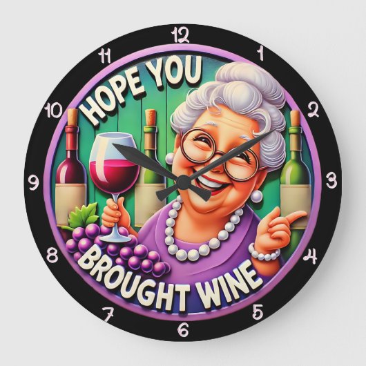 ワインを持って来てほしい ラージ壁時計 (正面)