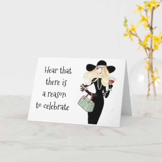 ワインを持っ祝て誕生日をしよう！ カード (黄色い花)