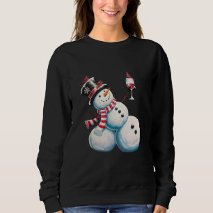 ワインを持つ雪だるま クリスマス 楽しい Xmas ギフト スウェットシャツ