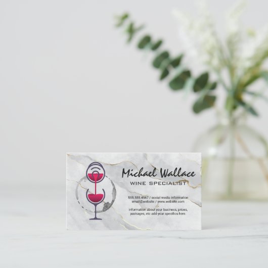 ワインを注ぐ |大理石 名刺 (スタンド正面)