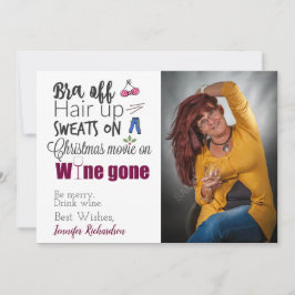 ワインを飲おもしろいむ人々がクリスマスの写真から姿を消す シーズンカード