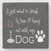 ワインを飲つるみながらドッグコースターと一緒に ストーンコースター (正面)