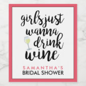 ワインを飲みたい女の子おもしろい ワインラベル (シングルラベル)