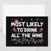 ワインを飲み干す一家のクリスマス 招待状 (正面/裏面)
