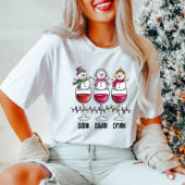 ワインを飲むクリスマス女子Tシャツ Tシャツ