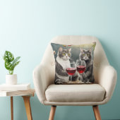ワインを飲むクールな猫の枕! クッション (椅子)