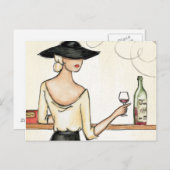 ワインを飲むスペインの女性 ポストカード (正面/裏面)