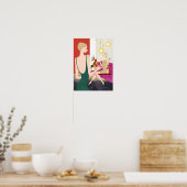 ワインを飲む女性 ポスター (キッチン)