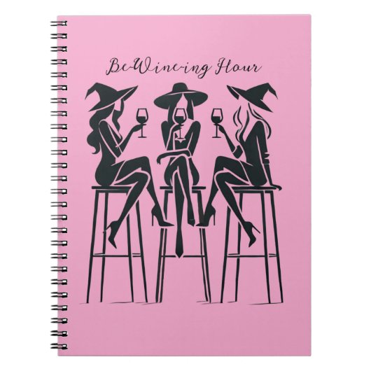ワインを飲む時間エレガントウィッチワインの夜モダン、 ノートブック (正面)