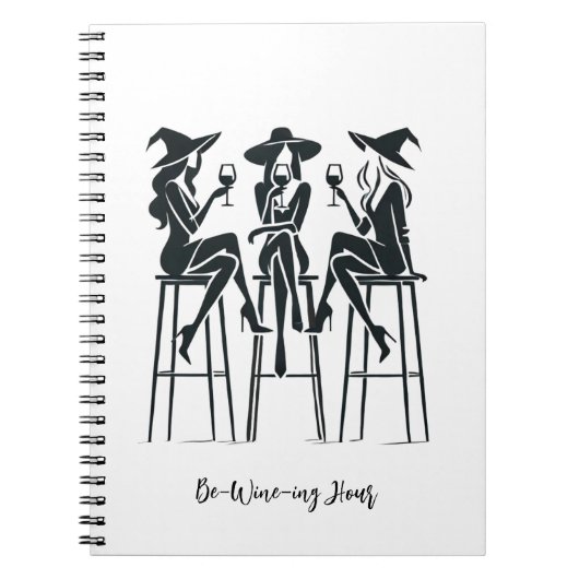 ワインを飲む時間エレガントウィッチワインの夜モダン、 ノートブック (正面)