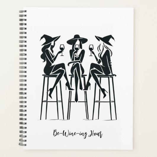 ワインを飲む時間エレガントウィッチワインの夜モダン、 プランナー手帳 (正面)