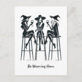 ワインを飲む時間エレガントウィッチワインの夜モダン、 ポストカード (正面)