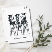 ワインを飲む時間エレガントウィッチワインの夜モダン、 ポストカード