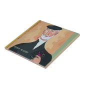 ワインを飲む男の陶器タイル タイル (側面)