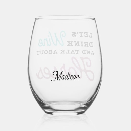 ワインを飲む馬について話すおもしろい馬術名 ステムなしワイングラス (裏面)