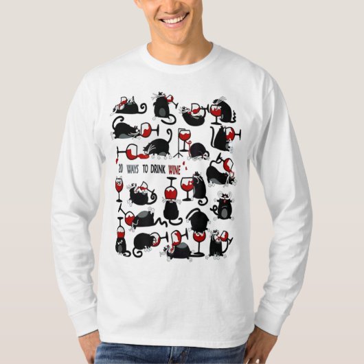 ワインを飲む20の方法 – Cat Wine Lover Gift Tシャツ (正面)