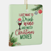 ワインを飲む，クリスマスムービーを見る，食べ Cookie セラミックオーナメント (右)