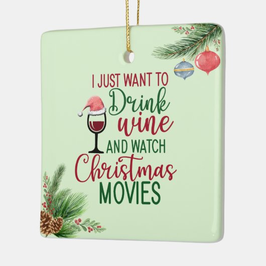 ワインを飲む,クリスマスムービーを見る,食べ Cookie セラミックオーナメント (左)