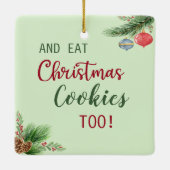 ワインを飲む,クリスマスムービーを見る,食べ Cookie セラミックオーナメント (裏面)