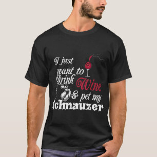 ワインを飲んでシュナウザーのGifを愛撫 Tシャツ