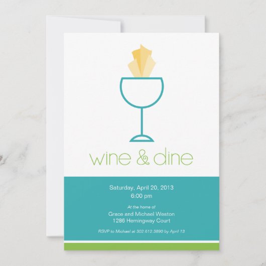 ワインを飲んで下さい及びパーティの招待状を食事して下さい 招待状 (正面)