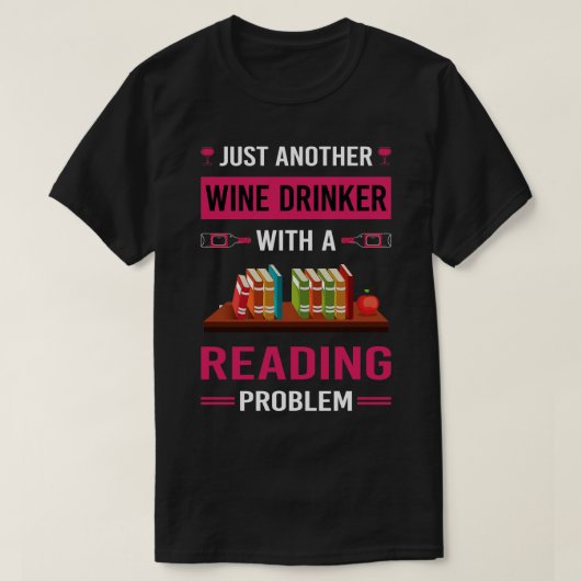 ワインを飲読む人の本 Tシャツ (デザイン正面)