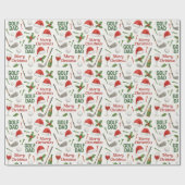 ワインアイロン付きゴルフクリスマスゴルフパパ ラッピングペーパー (フラット)