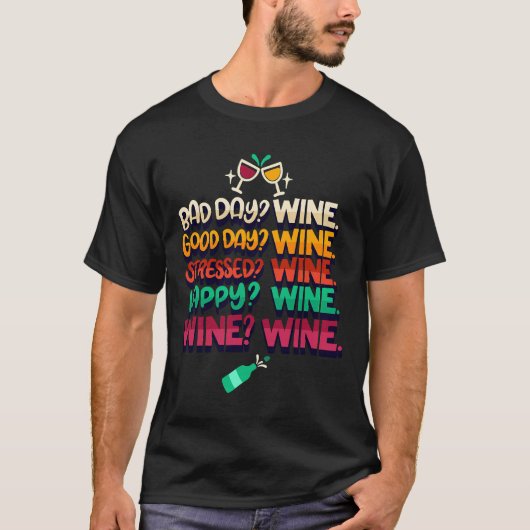ワインアルコールを飲むユーモア Tシャツ (正面)