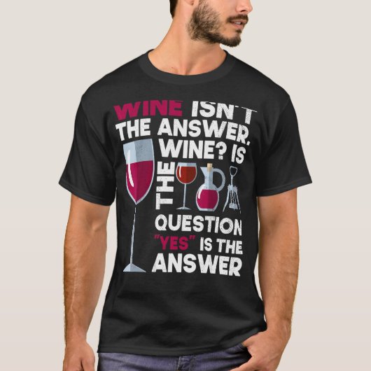 ワインアルコール飲用ワインワイングラスボトル Tシャツ (正面)