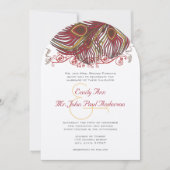 ワインアンドラッシェットピーコックヴィンテージ羽根 招待状 (正面)