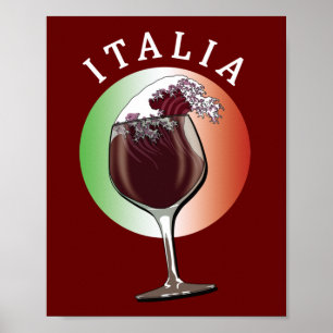 ワインイタリアングラス – イタリア,イタリア ポスター