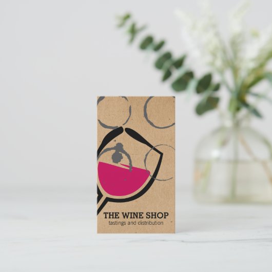 ワインイラストレーションロゴ |ワイン染色 名刺 (スタンド正面)