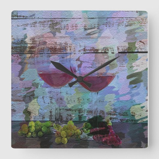 ワインインプレッションDigital Art Clock スクエア壁時計 (正面)