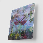 ワインインプレッションDigital Art Clock スクエア壁時計 (傾斜)