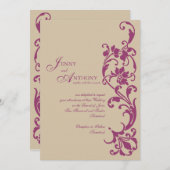 ワインエレガントとマウーブのDIYシンプル 招待状 (正面/裏面)