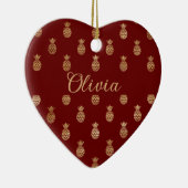 ワインエレガントと金ゴールドパイナップルパーソナライズされた セラミックオーナメント (右)