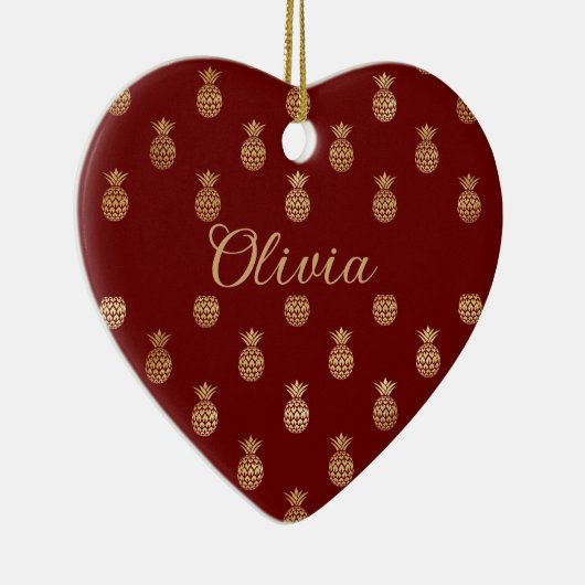 ワインエレガントと金ゴールドパイナップルパーソナライズされた セラミックオーナメント (右)