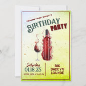 ワインエレガントをテーマにした誕生日パーティーの招待状 招待状 (正面)