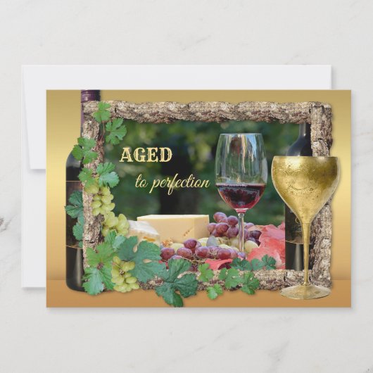 ワインエレガントをテーマにした誕生日パーティーの招待状 招待状 (正面)