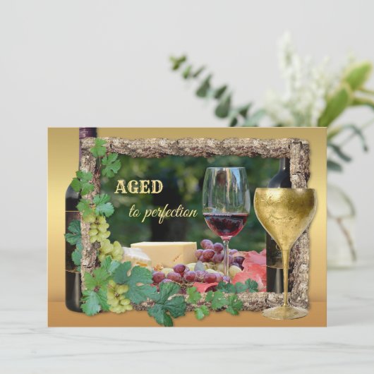 ワインエレガントをテーマにした誕生日パーティーの招待状 招待状 (スタンド正面)