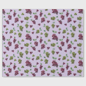 ワインエレガントブドウ図解入りの、写真付きの手水色 ラッピングペーパー (フラット)