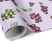 ワインエレガントブドウ図解入りの、写真付きの手水色 ラッピングペーパー (ロールコーナー)