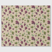 ワインエレガントブドウ図解入りの、写真付きの手水色 ラッピングペーパー (フラット)