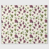 ワインエレガントブドウ図解入りの、写真付きの手水色 ラッピングペーパー (フラット)