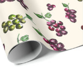 ワインエレガントブドウ図解入りの、写真付きの手水色 ラッピングペーパー (ロールコーナー)