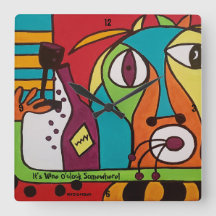 ワインオクロックアート付きウォールクロック