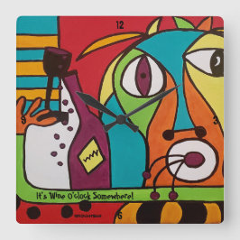 ワインオクロックアート付きウォールクロック スクエア壁時計