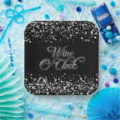 ワインオクロックシルバースパークルスクエア ペーパープレート (パーティー)