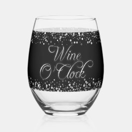 ワインオクロックシルバー文字 ステムなしワイングラス