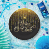 ワインオクロック金ゴールドグリッツ ペーパープレート (パーティー)